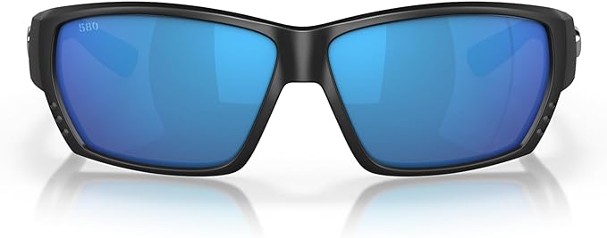 COSTA DEL MAR MAN SUNGLASSES MATTE BLACK FRAME, BLUE MIRROR LENSES 62