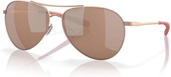 COSTA DEL MAR MENS PIPER AVIATOR SUNGLASSES, SATIN ROSE GOLD/GREY POLARIZED-580P, 58