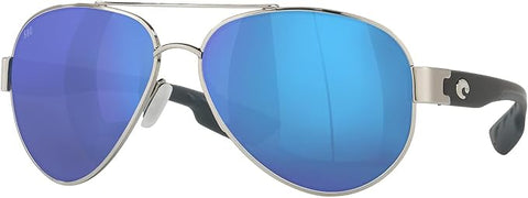 COSTA DEL MAR MENS SOUTH POINT AVIATOR SUNGLASSES, PALLADIUM/GREY BLUE MIRRORED POLARIZED-580G, 59