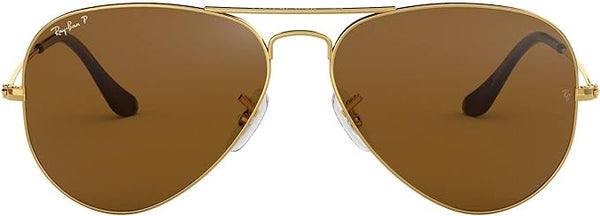 RAY-BAN CLASSIC AVIATOR SUNGLASSES, GOLD/BROWN POLARIZED, RB3025 58