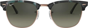 RAY-BAN CLUBMASTER SQUARE SUNGLASSES, SPOTTED GREY/GREEN/LIGHT GREY GRADIENT DARK GREY, RB3016 51