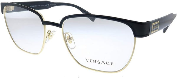 VERSACE VE 1264 1436_5 MATTE BLACK GOLD METAL OVAL EYEGLASSES 54