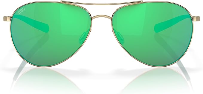 COSTA DEL MAR WOMAN SUNGLASSES SHINY GOLD FRAME, GREEN MIRROR LENSES, 58