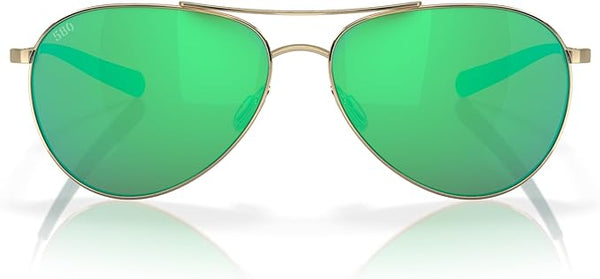 COSTA DEL MAR WOMAN SUNGLASSES SHINY GOLD FRAME, GREEN MIRROR LENSES, 58