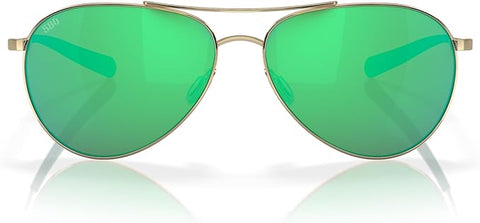 COSTA DEL MAR WOMAN SUNGLASSES SHINY GOLD FRAME, GREEN MIRROR LENSES, 58