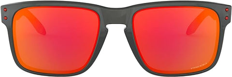 OAKLEY MEN'S  HOLBROOK LOW BRIDGE FIT RECTANGULAR SUNGLASSES, GREY SMOKE/PRIZM RUBY, OO9244 56