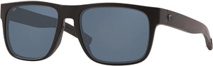 COSTA DEL MAR MENS SPEARO SQUARE SUNGLASSES, BLACKOUT/GREY POLARIZED-580P, 56