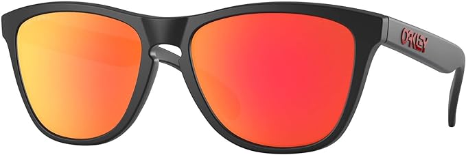 OAKLEY MEN'S  FROGSKINS LOW BRIDGE FIT SQUARE SUNGLASSES, MATTE BLACK/PRIZM RUBY, 0OO9245 54