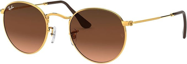 RAY-BAN ROUND METAL SUNGLASSES, LIGHT BRONZE/PINK GRADIENT BROWN, RB3447 53