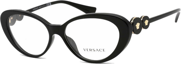 VERSACE EYEGLASSES VE 3331 U GB1 BLACK, 55