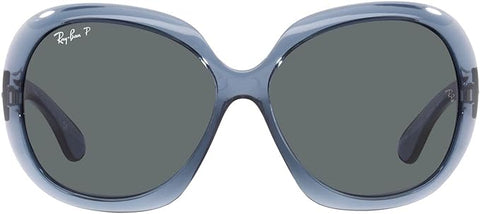 RAY-BAN WOMEN'S JACKIE OHH II BUTTERFLY SUNGLASSES, TRANSPARENT BLUE/DARK GREY POLARIZED,  RB4098 60