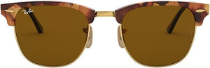 RAY-BAN CLUBMASTER SQUARE SUNGLASSES, SPOTTED BROWN HAVANA/B-15 BROWN, RB3016