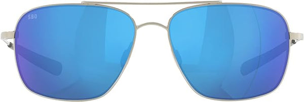 COSTA DEL MAR MAN SUNGLASSES PALLADIUM FRAME, BLUE MIRROR LENSES, 59