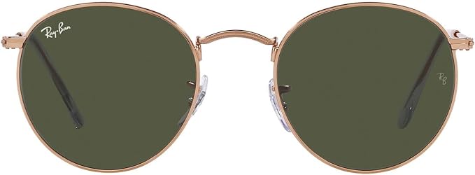 RAY-BAN ROUND METAL SUNGLASSES, ROSE GOLD/GREEN, RB3447 47