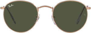 RAY-BAN ROUND METAL SUNGLASSES, ROSE GOLD/GREEN, RB3447 50