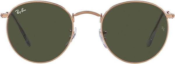 RAY-BAN ROUND METAL SUNGLASSES, ROSE GOLD/GREEN, RB3447 53