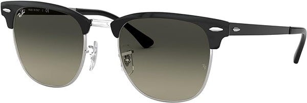 RAY-BAN CLUBMASTER METAL SQUARE SUNGLASSES, BLACK ON SILVER/LIGHT GREY GRADIENT DARK GREY, RB3716 51