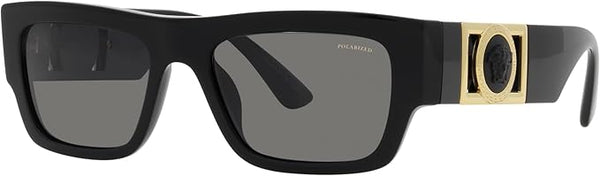 VERSACE MAN SUNGLASSES BLACK FRAME, POLARIZED DARK GREY LENSES, 53