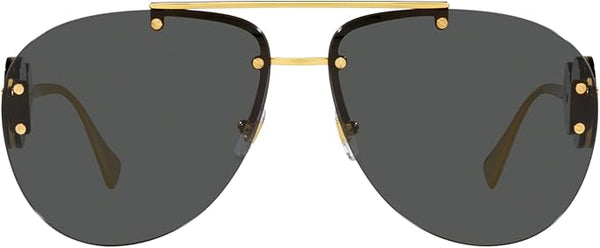 VERSACE WOMAN SUNGLASSES GOLD FRAME, DARK GREY LENSES, 63