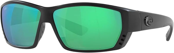 COSTA DEL MAR MENS TUNA ALLEY RECTANGULAR SUNGLASSES, BLACKOUT/COPPER GREEN MIRRORED POLARIZED-580G, 62