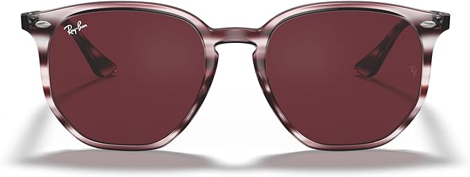 RAY-BAN HEXAGONAL SUNGLASSES, STRIPED BORDEAUX HAVANA/DARK VIOLET, RB4306 54