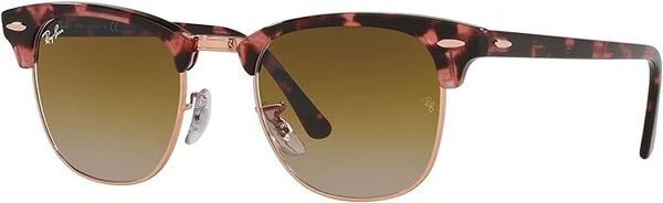 RAY-BAN CLUBMASTER SQUARE SUNGLASSES, PINK HAVANA/CLEAR GRADIENT BROWN, RB3016 51