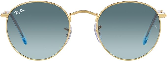 RAY-BAN ROUND METAL SUNGLASSES, GOLD/BLUE GRADIENT GREY, RB3447 50