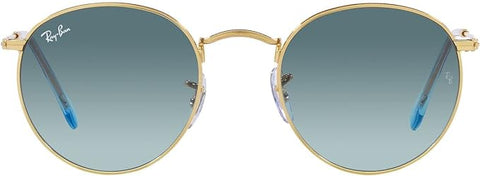 RAY-BAN ROUND METAL SUNGLASSES, GOLD/BLUE GRADIENT GREY, RB3447 50