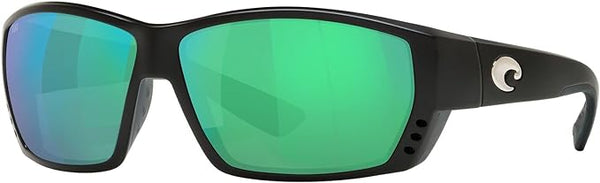 COSTA DEL MAR MENS TUNA ALLEY RECTANGULAR SUNGLASSES, MATTE BLACK/COPPER GREEN MIRRORED POLARIZED-580G, 62