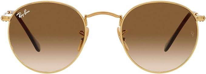 RAY-BAN ROUND METAL SUNGLASSES, GOLD/CLEAR GRADIENT BROWN, RB3447 53