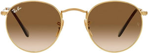 RAY-BAN ROUND METAL SUNGLASSES, GOLD/CLEAR GRADIENT BROWN, RB3447 53