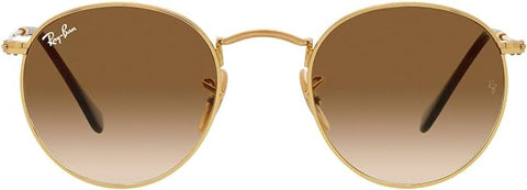 RAY-BAN ROUND METAL SUNGLASSES, GOLD/CLEAR GRADIENT BROWN, RB3447 50