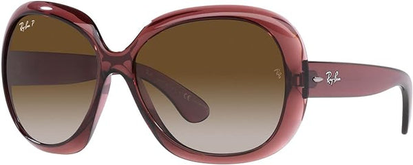 RAY-BAN WOMEN'S JACKIE OHH II BUTTERFLY SUNGLASSES, TRANSPARENT DARK BROWN/GREY GRADIENT BROWN POLARIZED,  RB4098 60