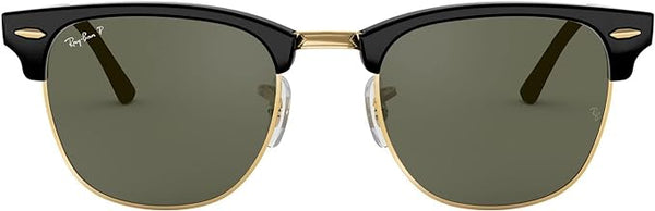 RAY-BAN CLUBMASTER SQUARE SUNGLASSES, BLACK/POLARIZED G-15 GREEN, RB3016 55