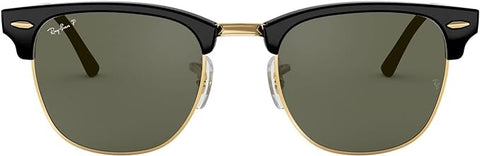 RAY-BAN CLUBMASTER SQUARE SUNGLASSES, BLACK/POLARIZED G-15 GREEN, RB3016 51