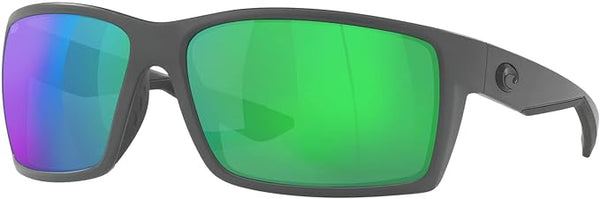 COSTA DEL MAR MENS REEFTON RECTANGULAR SUNGLASSES, MATTE GREY/COPPER GREEN MIRRORED POLARIZED-580P, 64