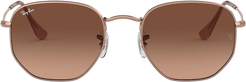 RAY-BAN HEXAGONAL FLAT LENS SUNGLASSES, COPPER/PINK GRADIENT BROWN, RB3548N 51