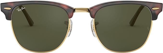RAY-BAN CLUBMASTER SQUARE SUNGLASSES, MOCK HAVANA ON GOLD/G-15 GREEN, RB3016 55