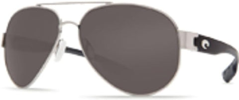 COSTA DEL MAR MENS SOUTH POINT AVIATOR SUNGLASSES, PALLADIUM/GREY POLARIZED-580P, 59