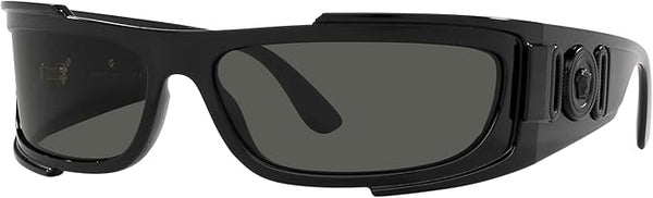 VERSACE MAN SUNGLASSES BLACK FRAME, DARK GREY LENSES, 67