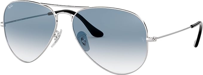 RAY-BAN CLASSIC AVIATOR SUNGLASSES, SILVER/CLEAR GRADIENT BLUE, RB3025 58