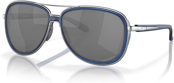 OAKLEY WOMEN'S SPLIT TIME AVIATOR SUNGLASSES, MATTE TRANSPARENT BLUE/PRIZM BLACK, OO4129 58