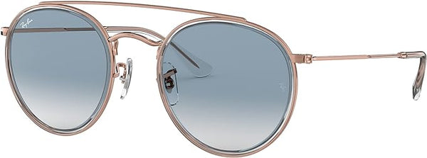 RAY-BAN DOUBLE BRIDGE ROUND SUNGLASSES, COPPER/CLEAR GRADIENT BLUE, RB3647N 51