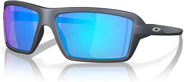 OAKLEY MEN'S CABLES RECTANGULAR SUNGLASSES, BLUE STEEL/PRIZM SAPPHIRE, OO9129 63