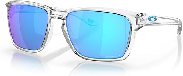 OAKLEY MEN'S SYLAS RECTANGULAR SUNGLASSES, POLISHED CLEAR/PRIZM SAPPHIRE, OO9448 57