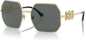 VERSACE WOMAN SUNGLASSES GOLD FRAME, POLAR DARK GREY LENSES, 58