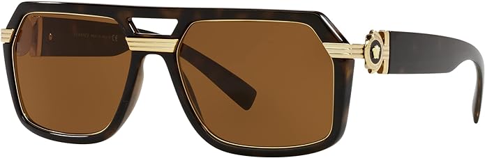 VERSACE MAN SUNGLASSES HAVANA FRAME, DARK BROWN LENSES, 58