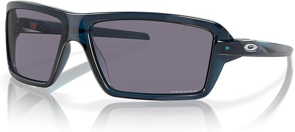 OAKLEY MEN'S CABLES RECTANGULAR SUNGLASSES, TRANSPARENT POSEIDON/PRIZM GREY, OO9129 63