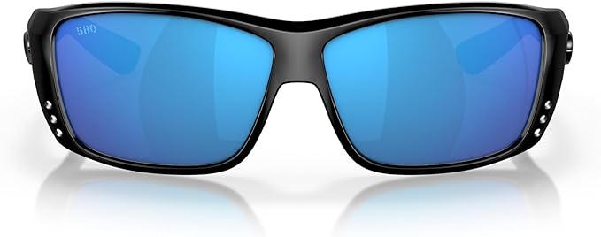 COSTA DEL MAR MAN SUNGLASSES BLACKOUT FRAME, BLUE MIRROR LENSES, 61