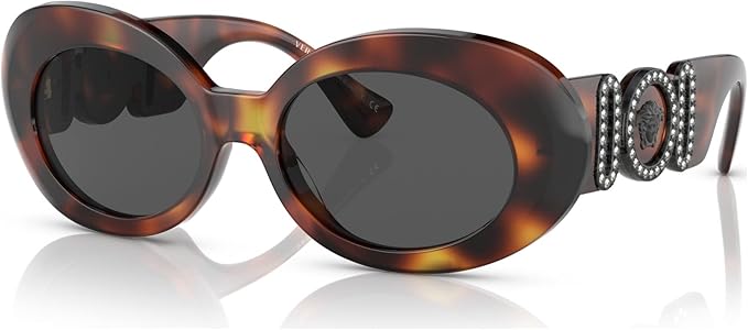 VERSACE WOMAN SUNGLASSES HAVANA FRAME, DARK GREY LENSES, 54